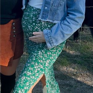 Green Floral Maternity Skirt